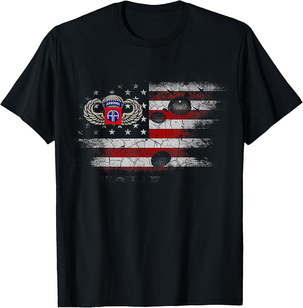 82nd Army Airborne Division Flag Tshirt, Veterans Day Gift T-Shirt