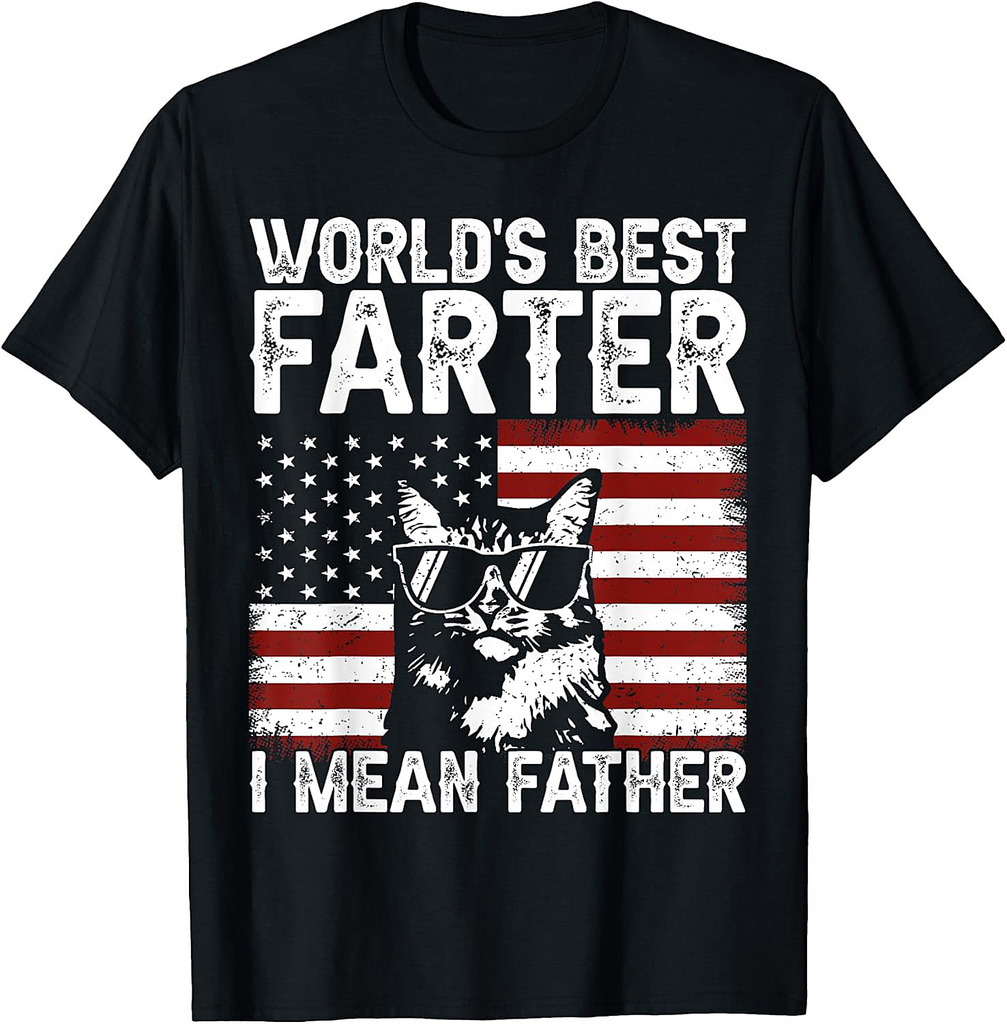 Worlds Best Farter I Mean Father Funny Fathers Day Cat Dad T-Shirt
