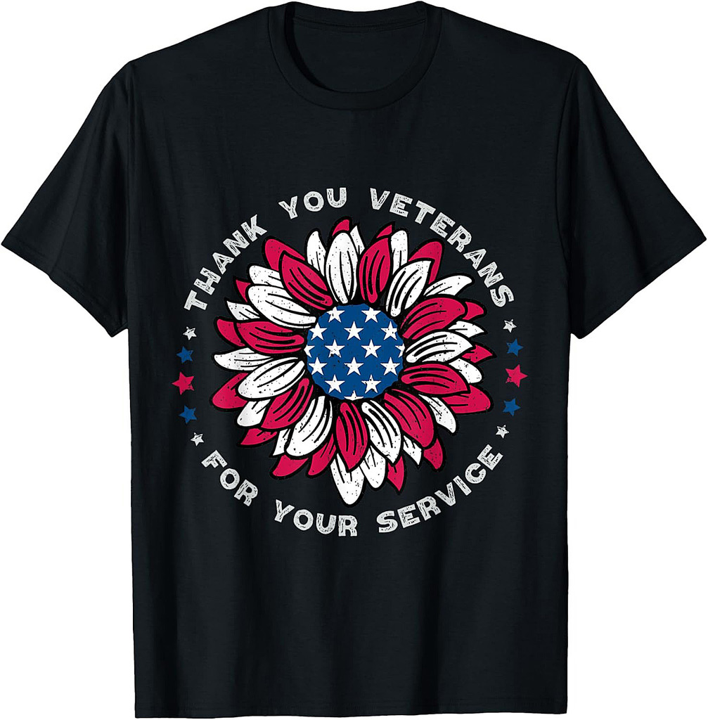 Thank You Veterans Sunflower, Military Veterans Day Tribute T-Shirt