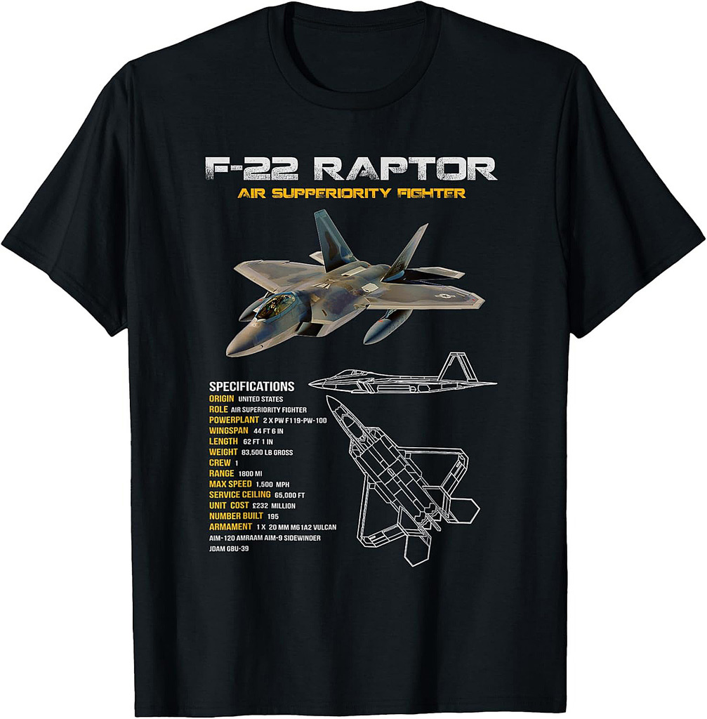 U.S Air Force F-22 Raptor Fighter Jet Military Pilot Veteran T-Shirt