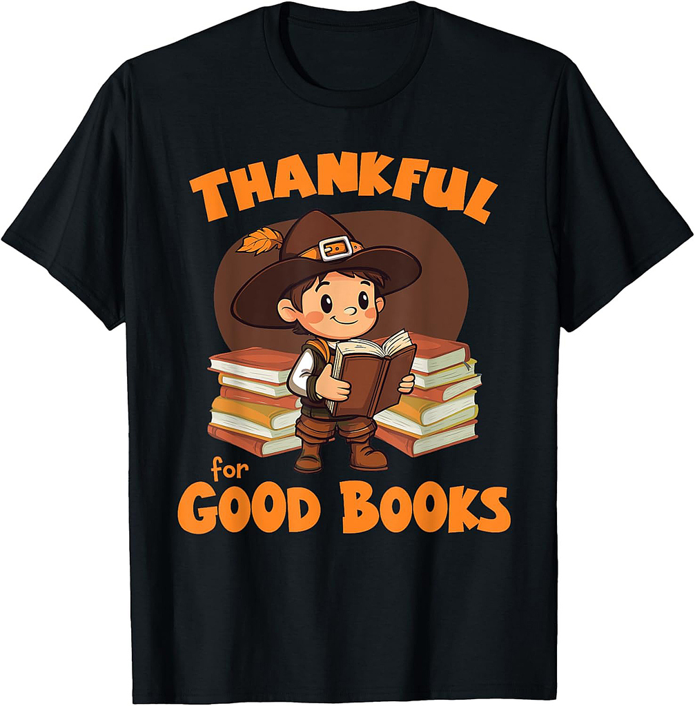 Cute Thanksgiving Teacher Librarian Thankful Reading Books T-Shirt