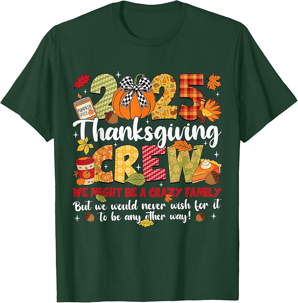 Family Thanksgiving 2025 Thanksgiving Crew Turkey Matching T-Shirt