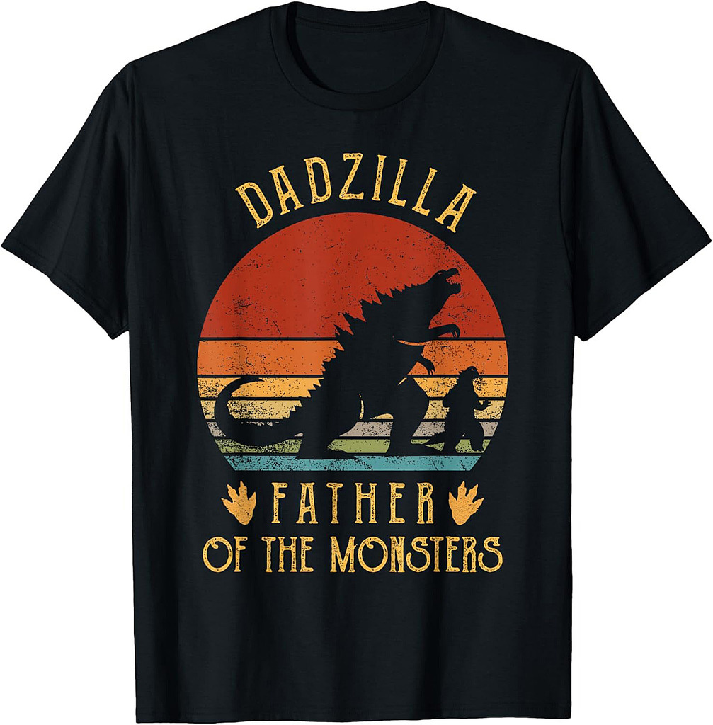 Mens Daddyzilla Father Of Monsters Vintage Dad Fathers Day T-Shirt