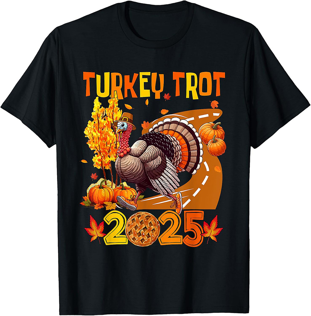 Turkey Trot 2025 Thanksgiving Autumn Turkey Running Runner T-Shirt