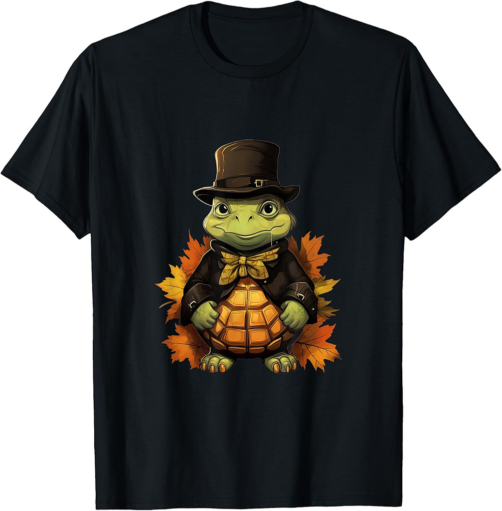 Thanksgiving Day Sea Turtle Pilgrim Fall Autumn Halloween T-Shirt