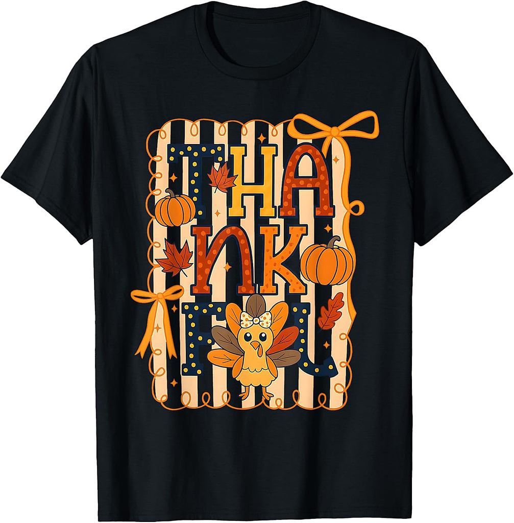Preppy Fall Thankful Cute Fall Pumpkin Thanksgiving Day 2025 T-Shirt