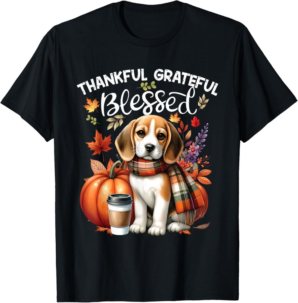 Thankful Grateful Blessed Beagle Dog Happy Fall Y'all Autumn T-Shirt