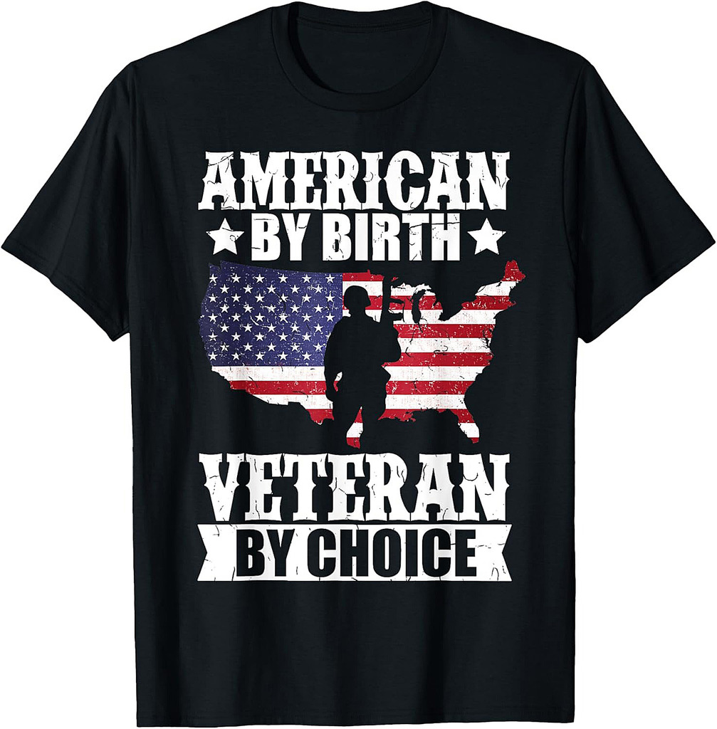 American By Birth Veteran By Choice US Flag Veterans Day T-Shirt