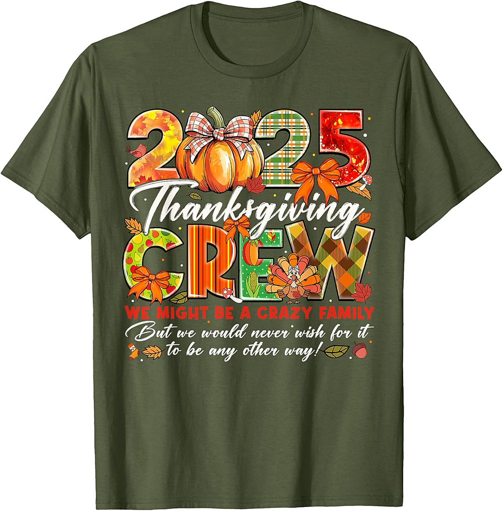 Thanksgiving Crew 2025 Fall Autumn Family Matching Men Women T-Shirt
