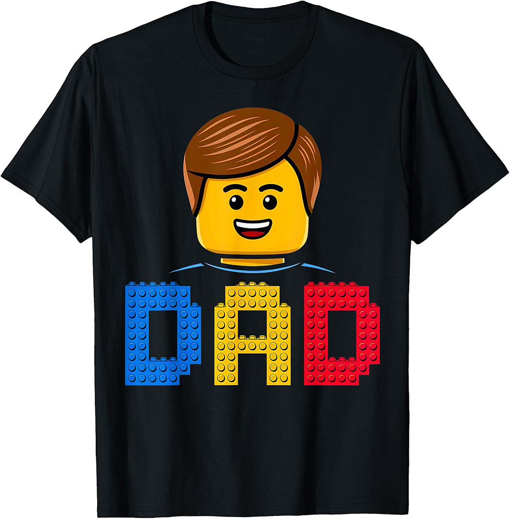 Family Dad Master Builder Building Bricks Blocks Fathers Day T-Shirt