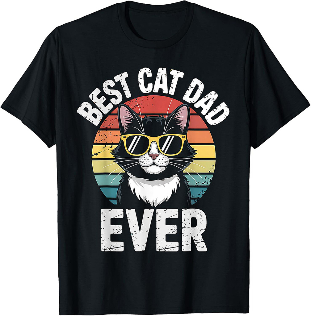 Best Cat Dad Ever Vintage Cat Daddy Funny Cat Fathers Day T-Shirt