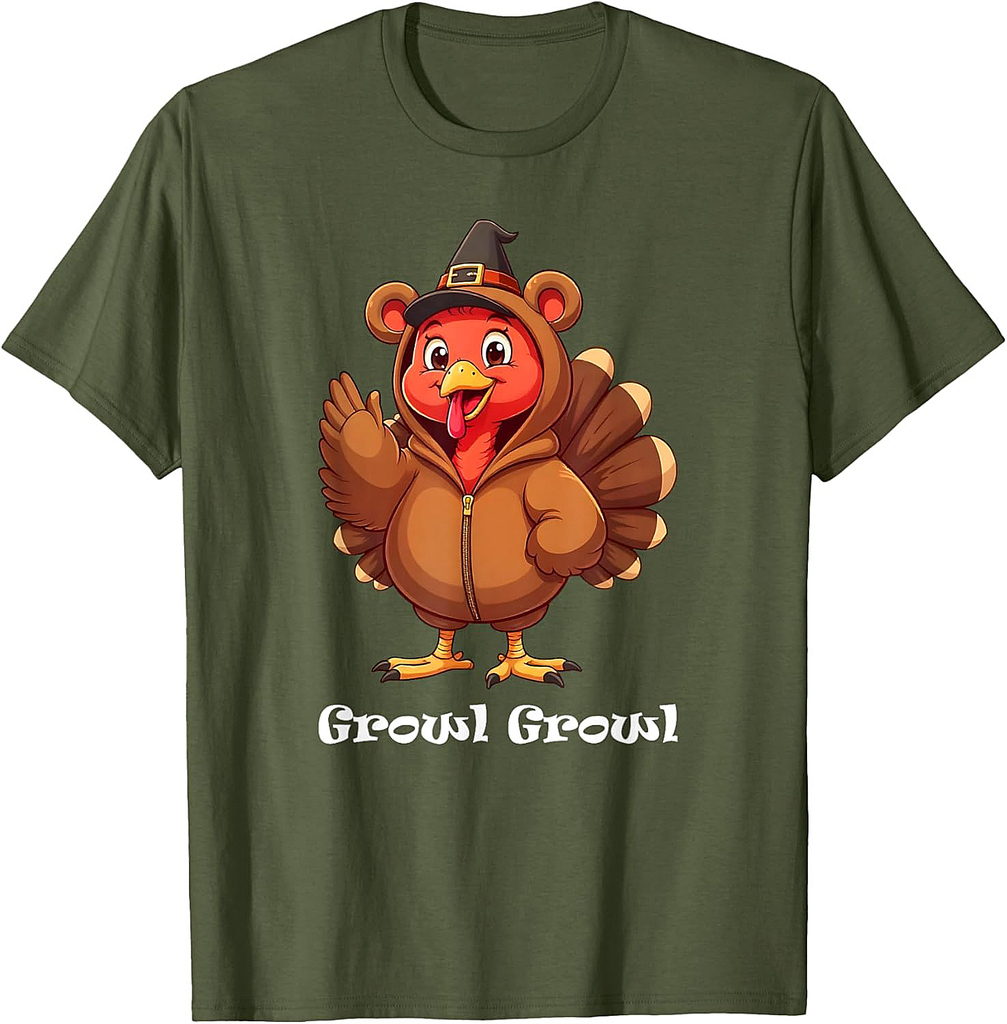Turkey Costume Bear Growl Fun Thanksgiving Turkey Men T-Shirt