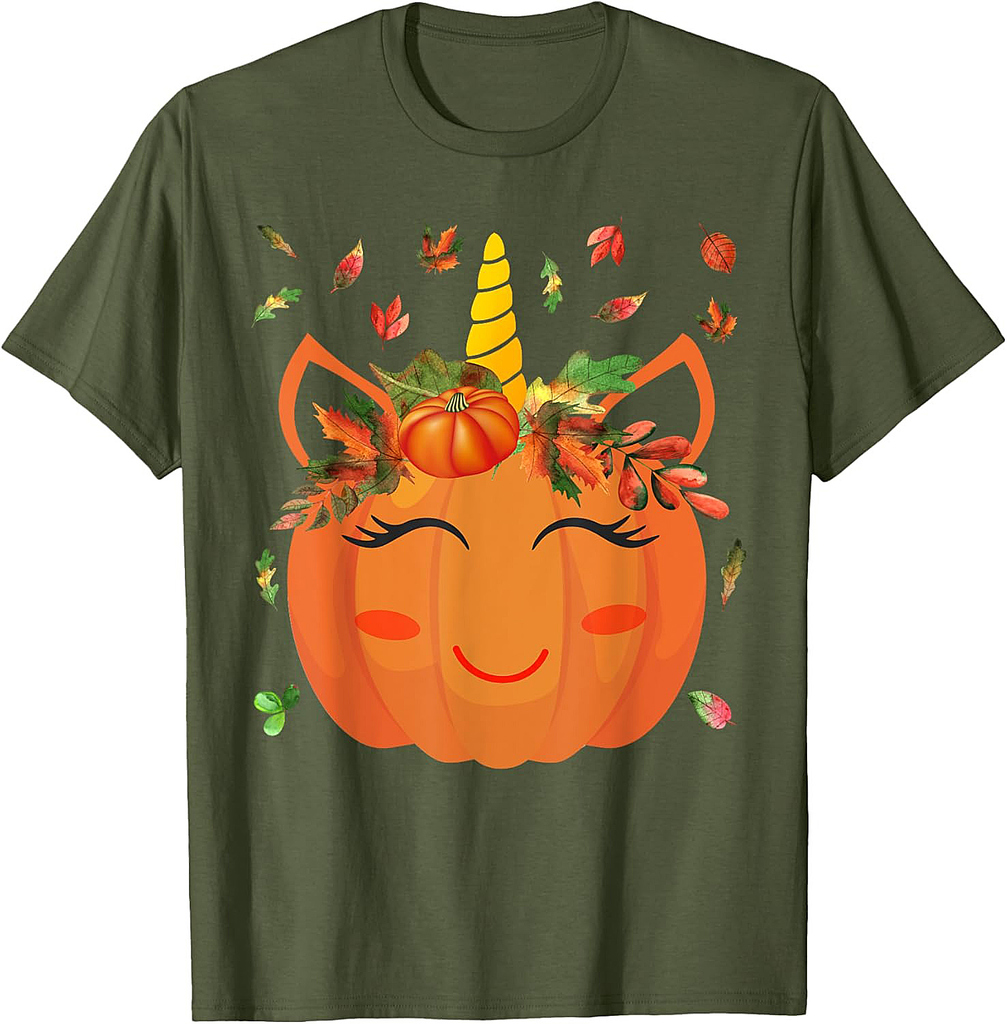 Cute Unicorn Pumpkin Halloween Thanksgiving T-Shirt