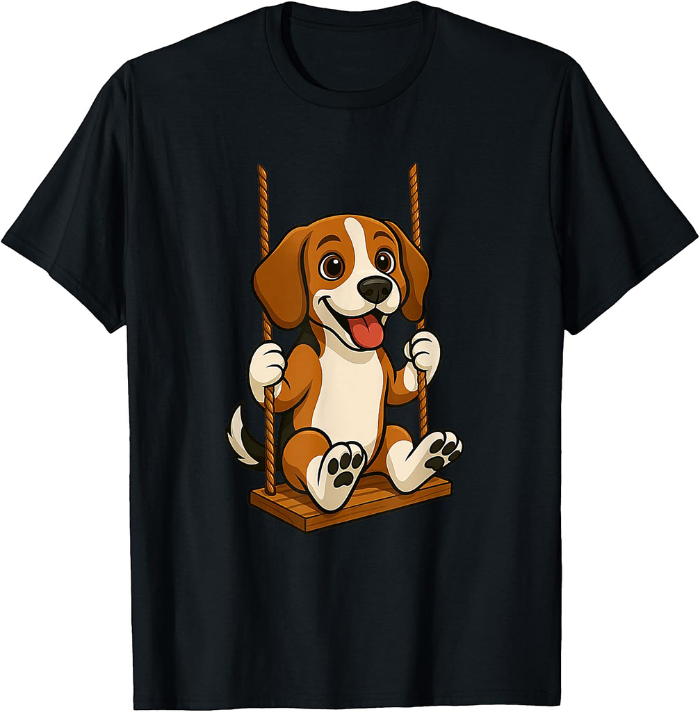 Cute Cartoon Beagle on a Swing T-Shirt