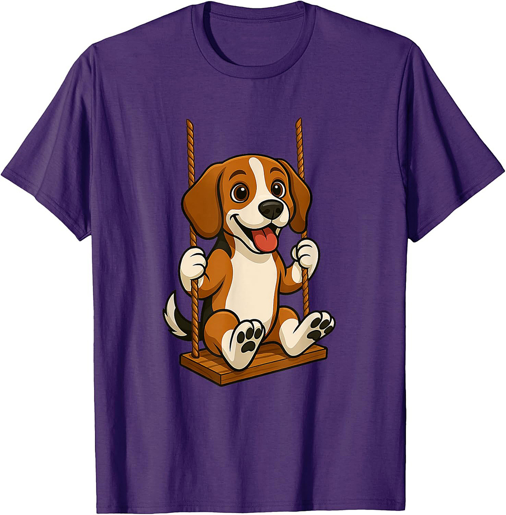 Cute Cartoon Beagle on a Swing T-Shirt