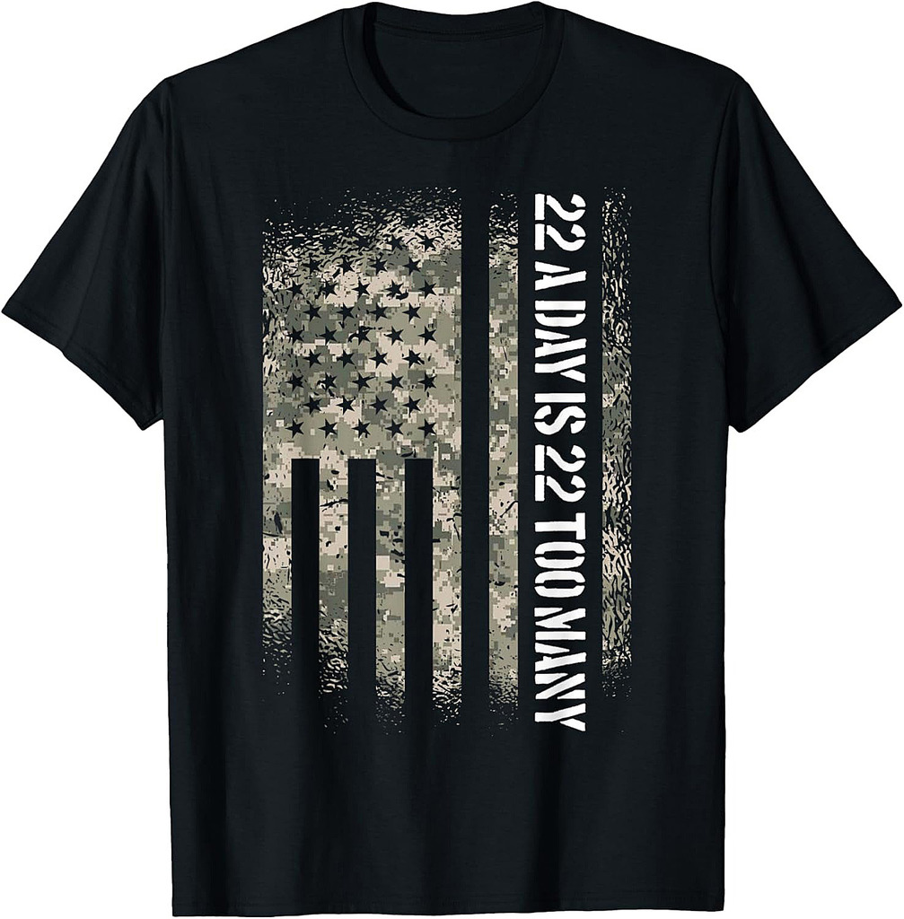 Veteran Suicide Awareness USA Flag 22 A Day Is 22 Too Many T-Shirt