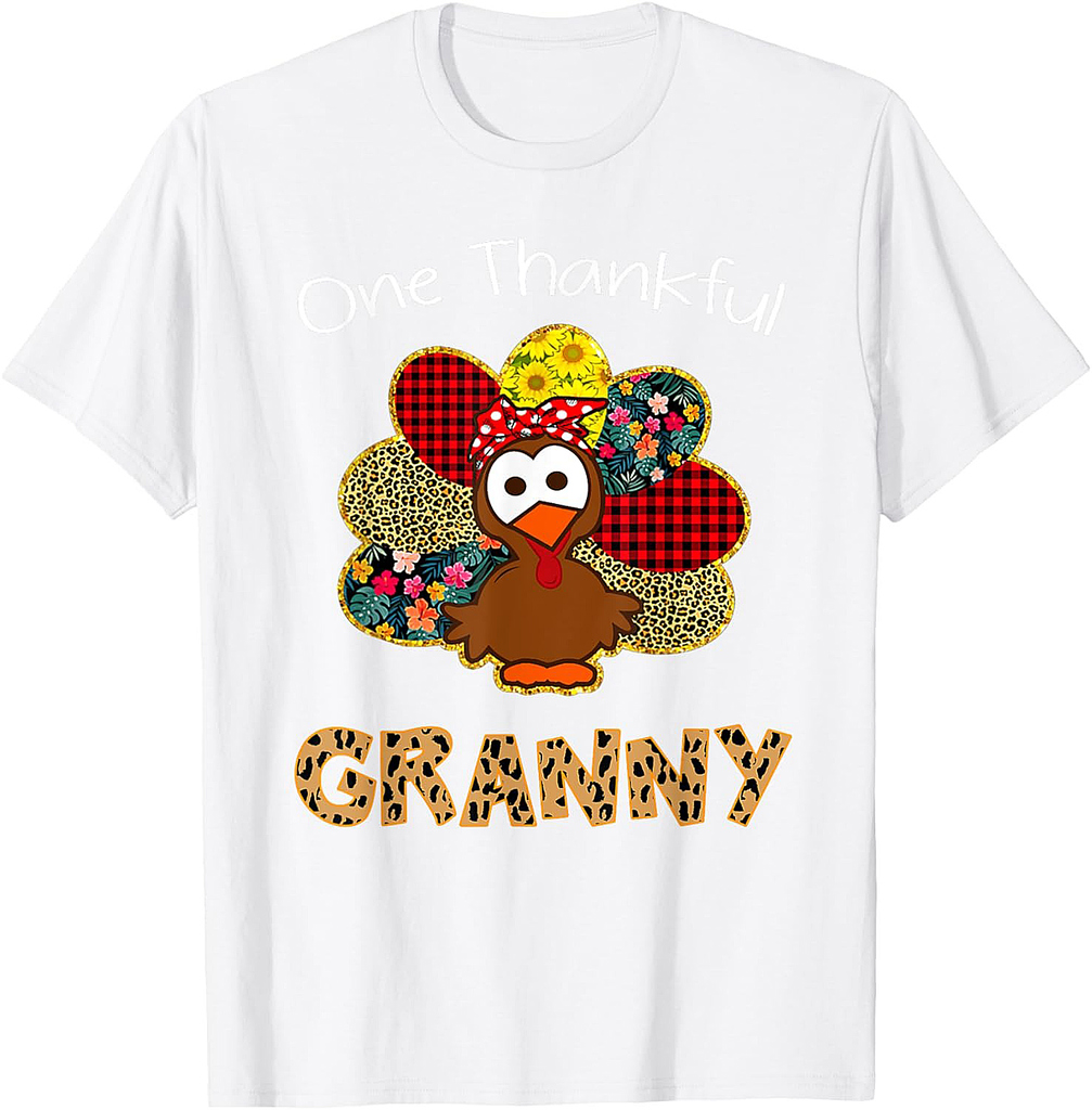 One Thankful Granny Shirt Funny Cute Turkey Thanksgiving T-Shirt