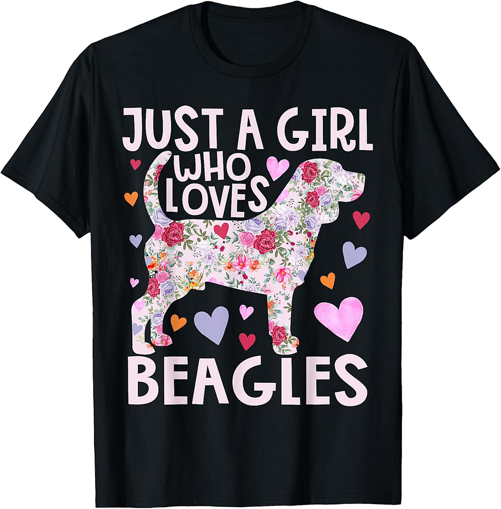Beagle Just A Girl Who Loves Beagles Dog Flower Floral T-Shirt