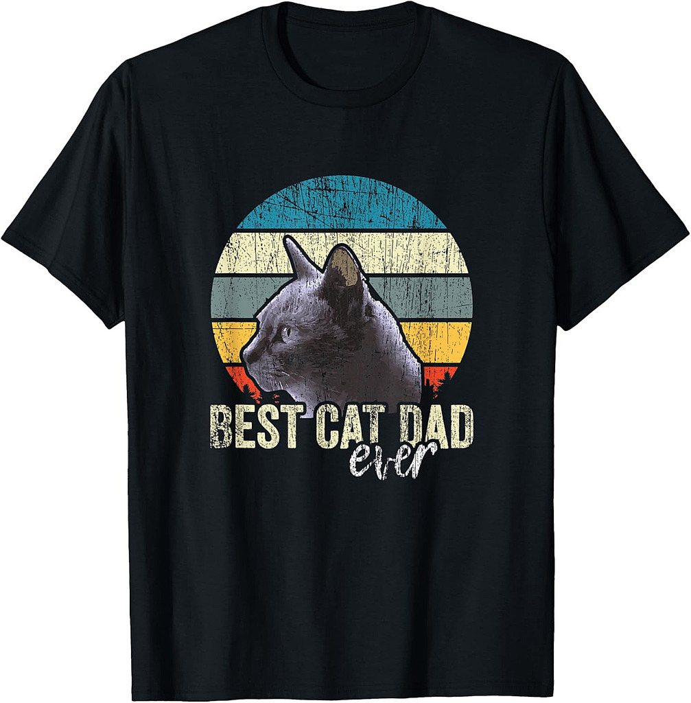 Best Cat Dad Ever Vintage Cat Daddy Father Gift T-Shirt