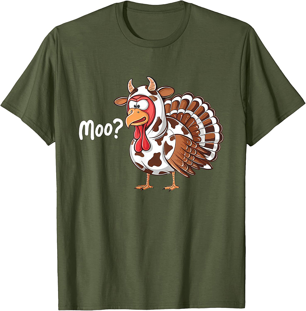 Funny Turkey Moo Thanksgiving Fake Cow Farmer Cow Lover T-Shirt