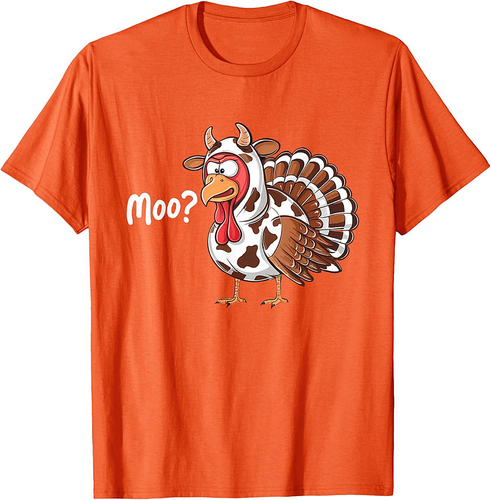 Funny Turkey Moo Thanksgiving Fake Cow Farmer Cow Lover T-Shirt