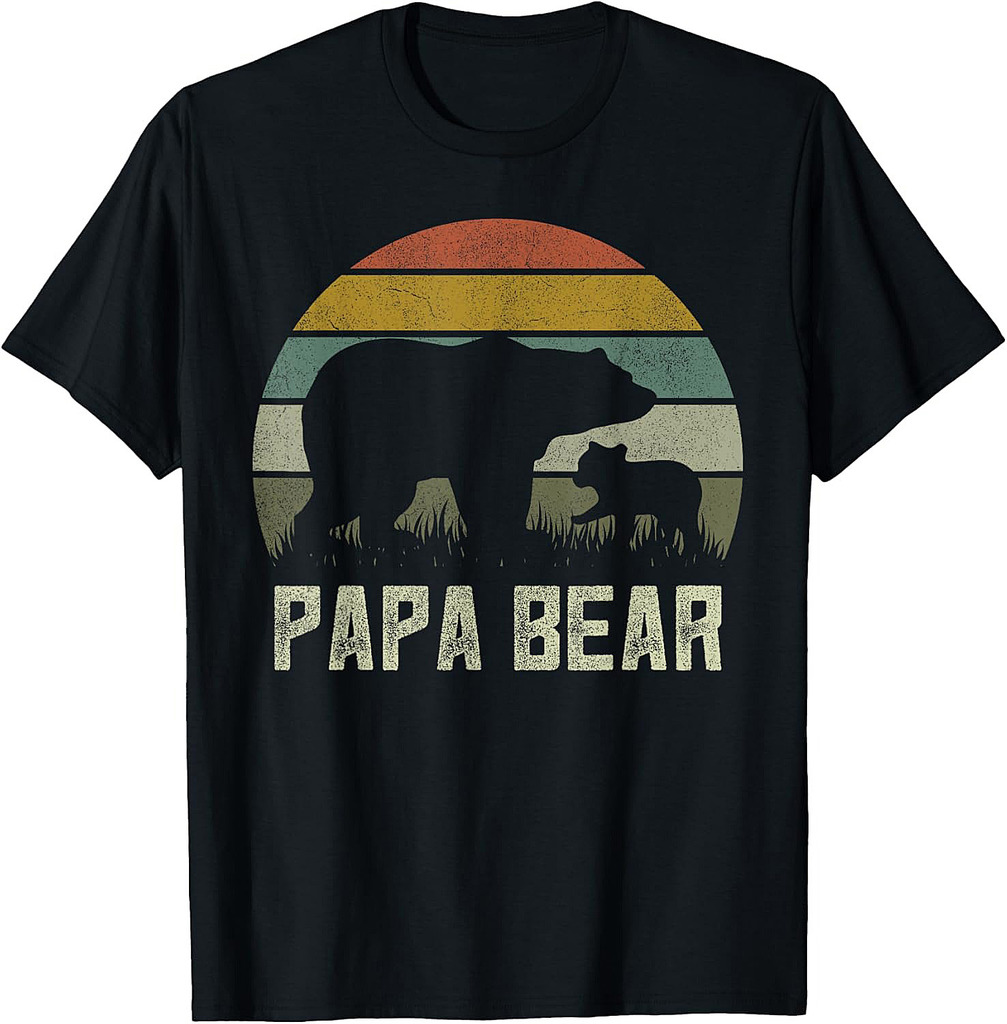 Funny Papa Bear Shirts, Cub 1 Kid Fathers Day Grandpa T-Shirt