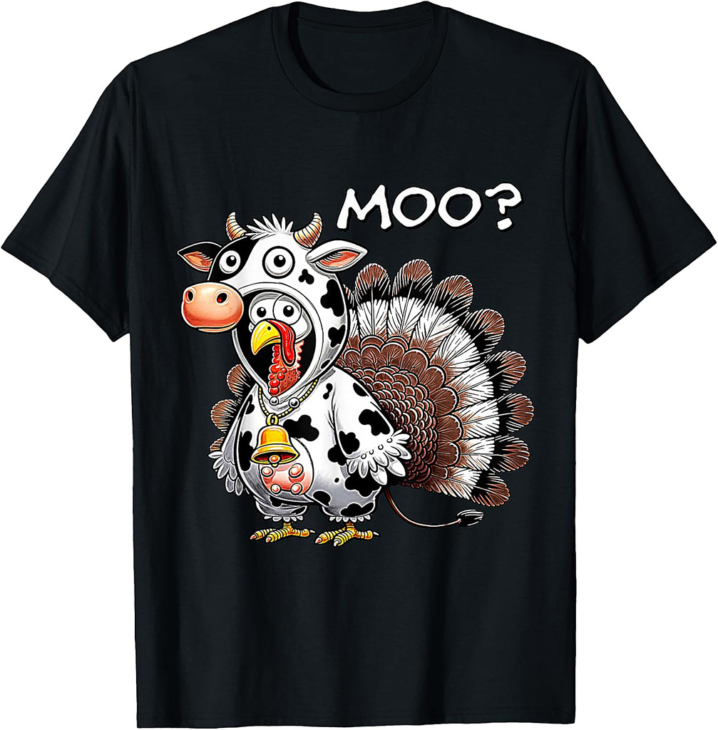 Turkey Moo Funny Turkey Men Women Boys Thanksgiving T-Shirt
