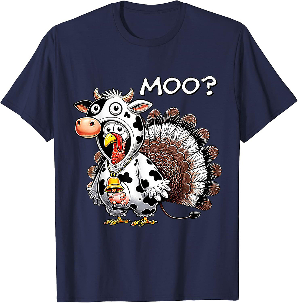 Turkey Moo Funny Turkey Men Women Boys Thanksgiving T-Shirt