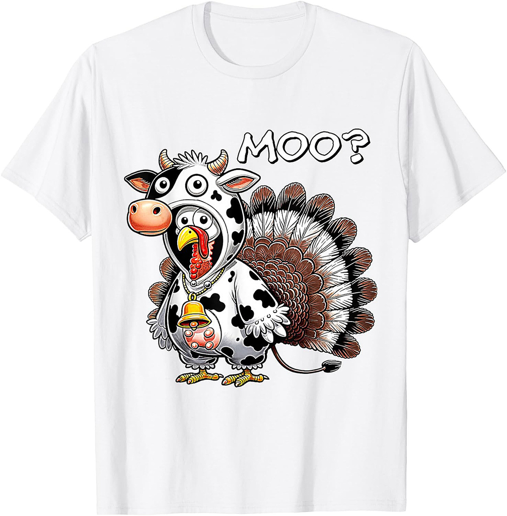 Turkey Moo Funny Turkey Men Women Boys Thanksgiving T-Shirt