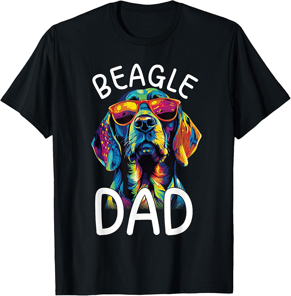 Beagle Lovers Pop Art Mens Beagle Dad T-Shirt