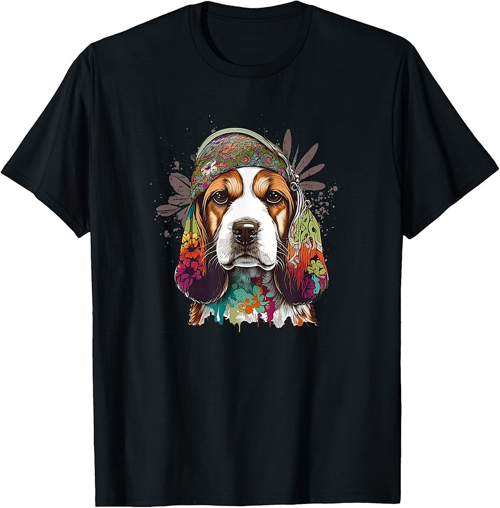 Funny Beagle Dog Hippie T-Shirt