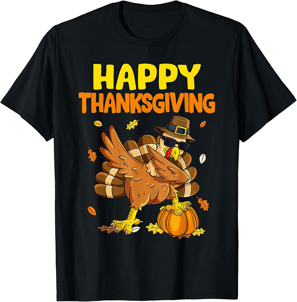 Funny Happy Thanksgiving Dabbing Pilgrim Turkey Men Women T-Shirt