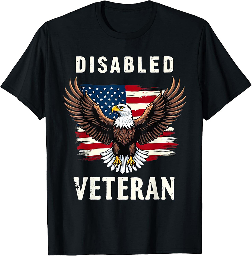 Disabled Veteran Men's Patriotic Veterans day American Flag T-Shirt