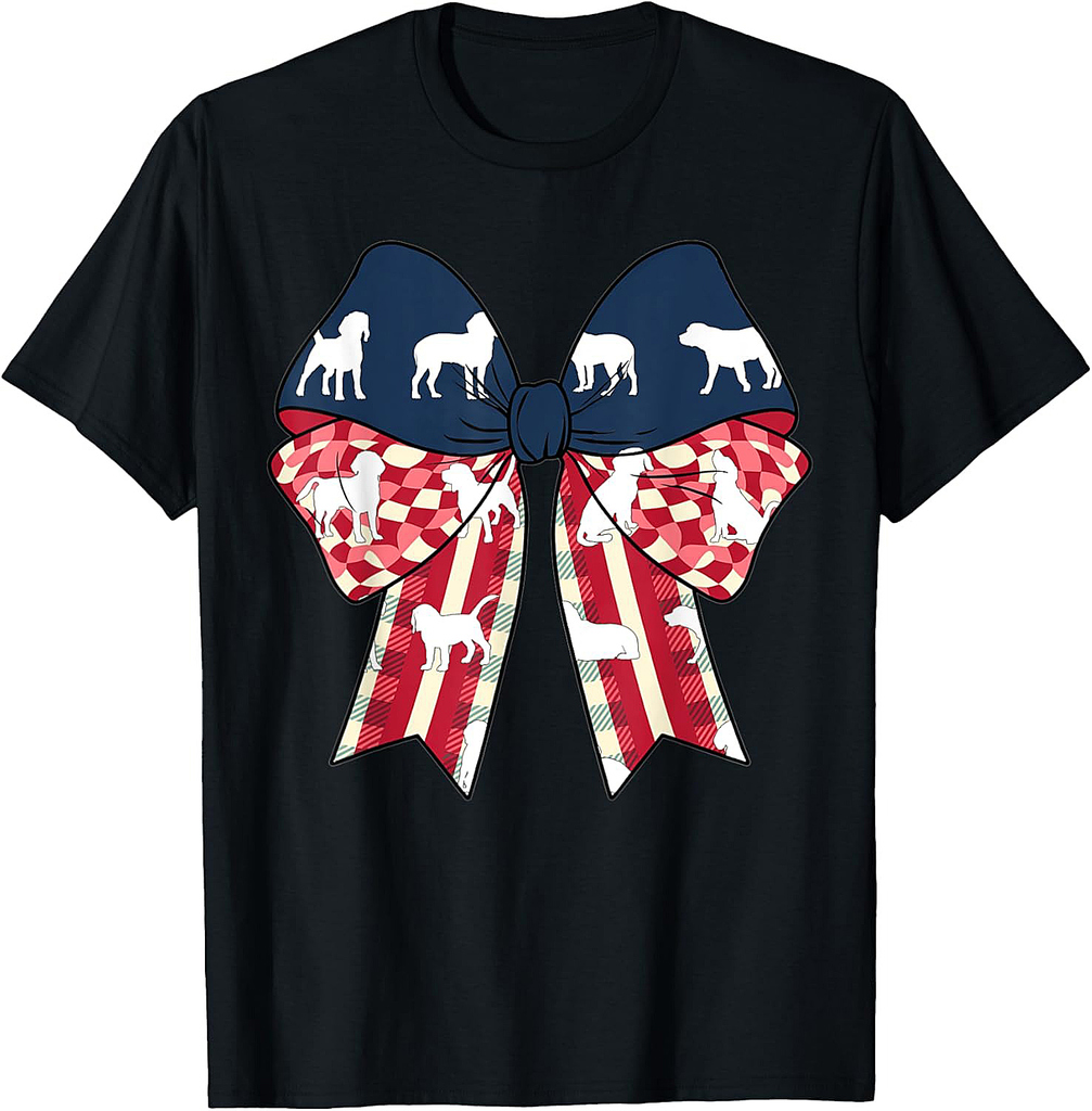 Beagle Dog American Flag Patriotic Bow Coquette 4th Of July T-Shirt for Men Women