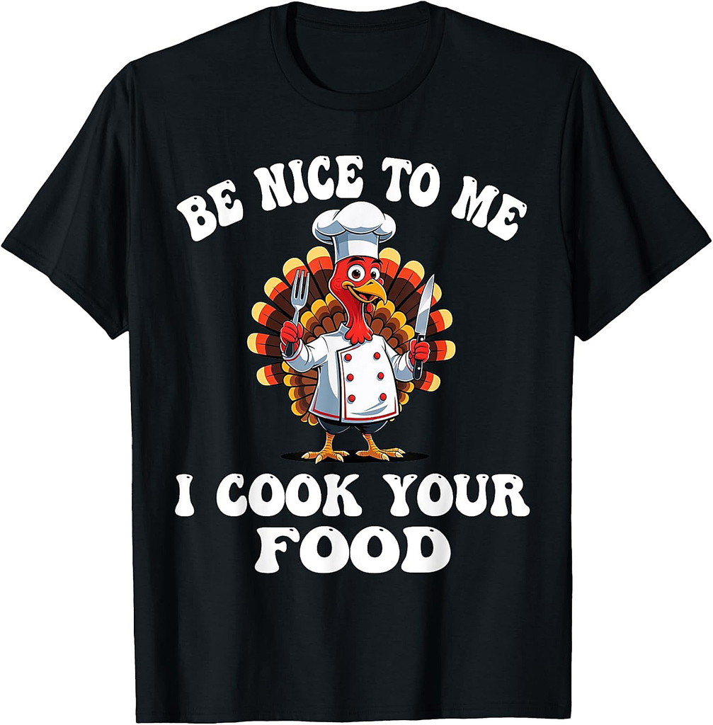 Funny Thanksgiving Turkey Chef Cooking Culinary Cook Groovy T-Shirt