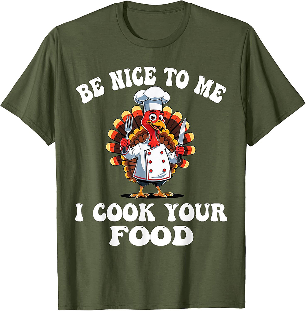 Funny Thanksgiving Turkey Chef Cooking Culinary Cook Groovy T-Shirt