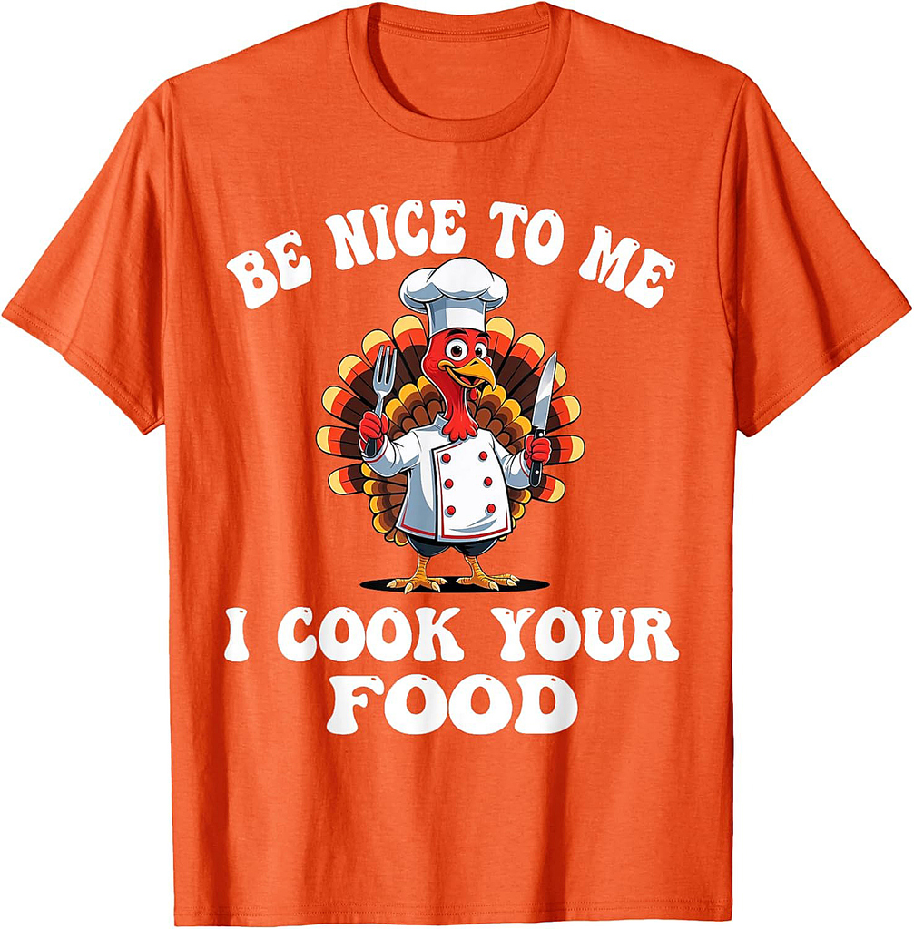 Funny Thanksgiving Turkey Chef Cooking Culinary Cook Groovy T-Shirt