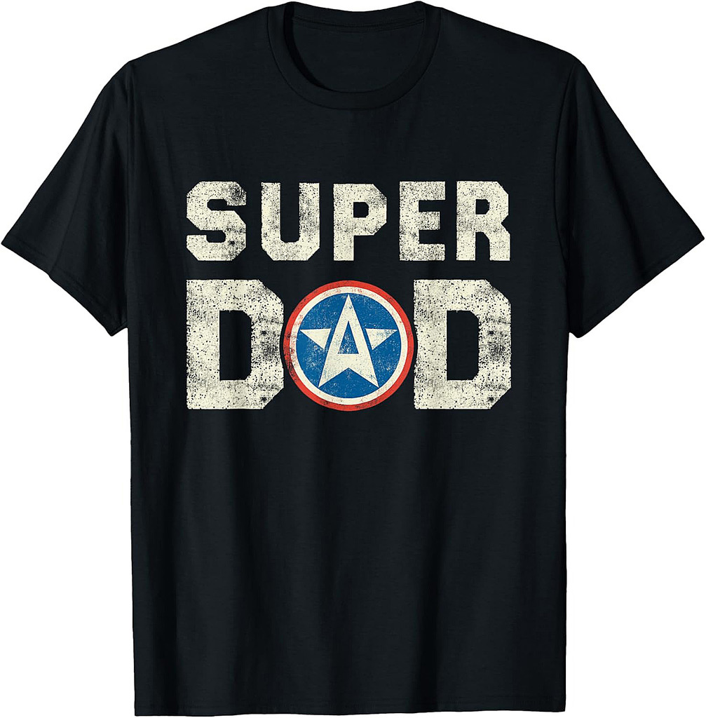 Super Dad Superhero Super Dad Father Hero Star Shield T-Shirt
