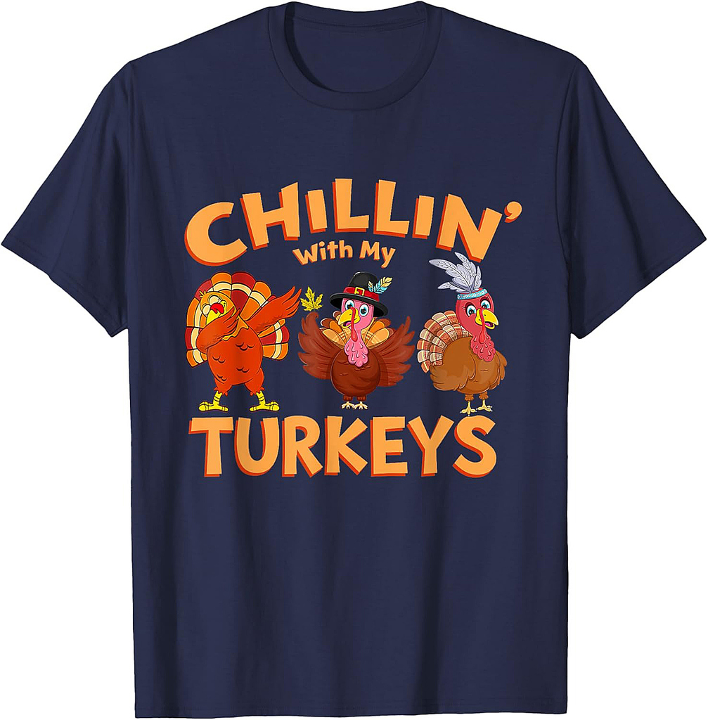 Thanksgiving Family Chillin With My Turkeys T-Shirt Black Unisex T-Shirt Small