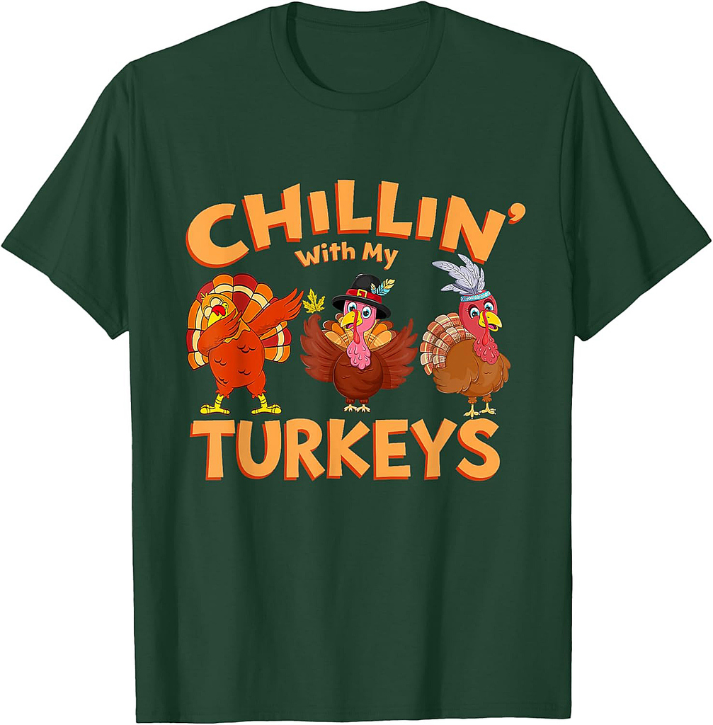 Thanksgiving Family Chillin With My Turkeys T-Shirt Black Unisex T-Shirt Small