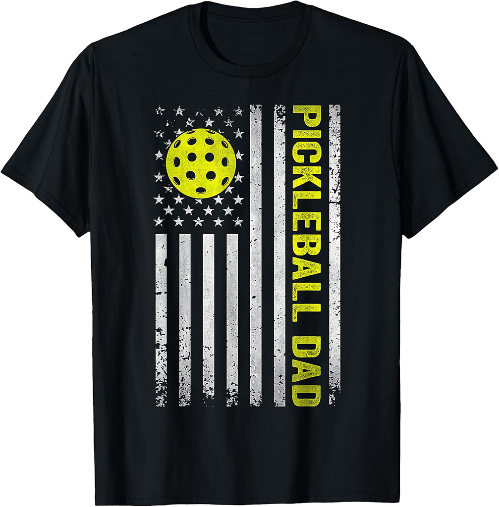 Pickleball Dad Father's Day USA Flag T-Shirt