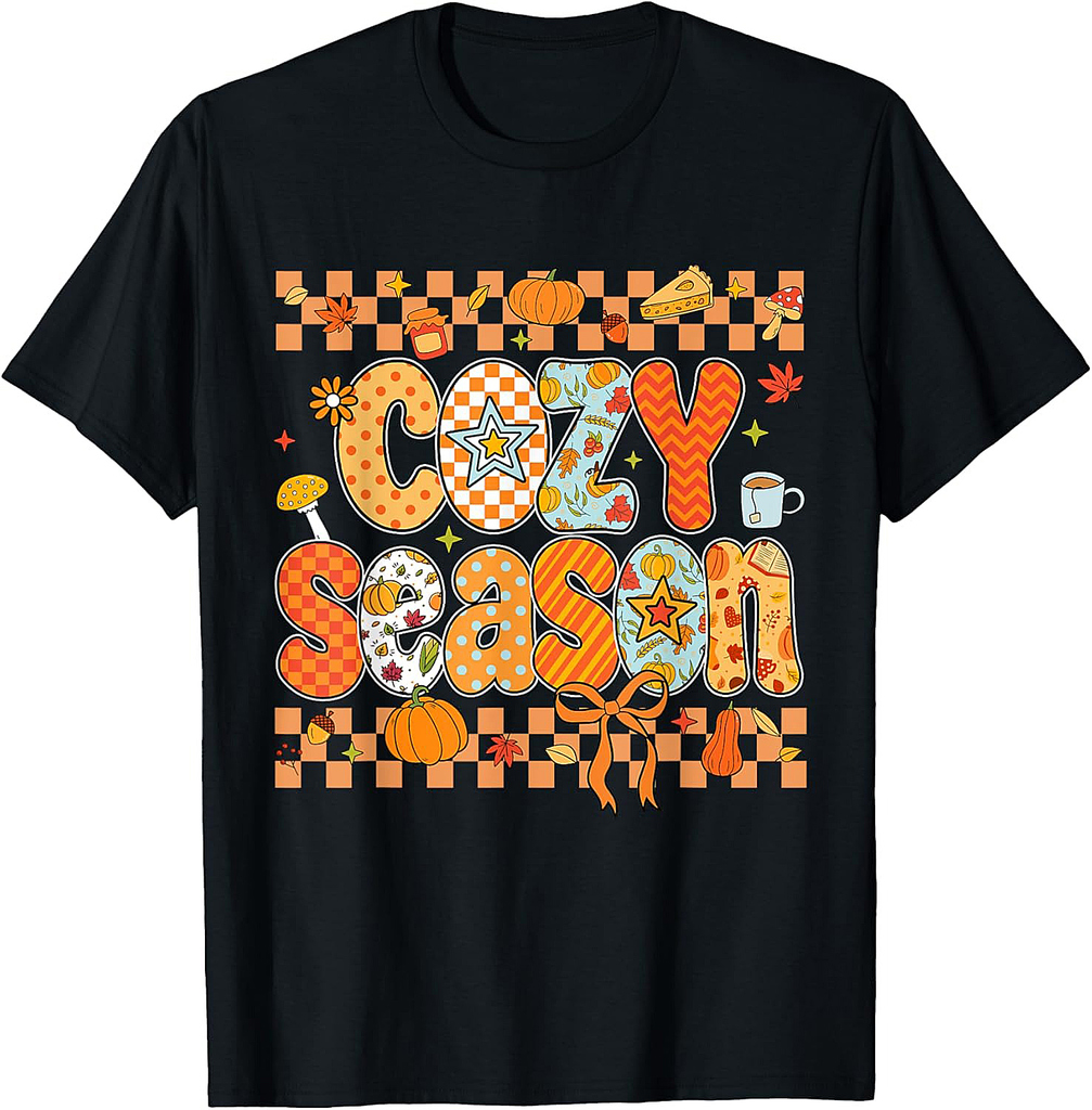 Preppy Cozy Season Fall Vibes Thanksgiving Halloween Autumn T-Shirt