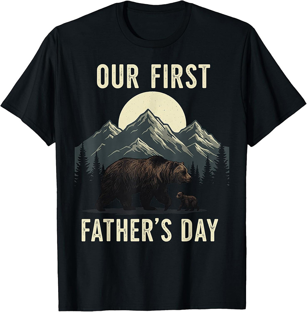 Our First Fathers Day Papa Bear Lover Gifts Daddy Graphic T-Shirt