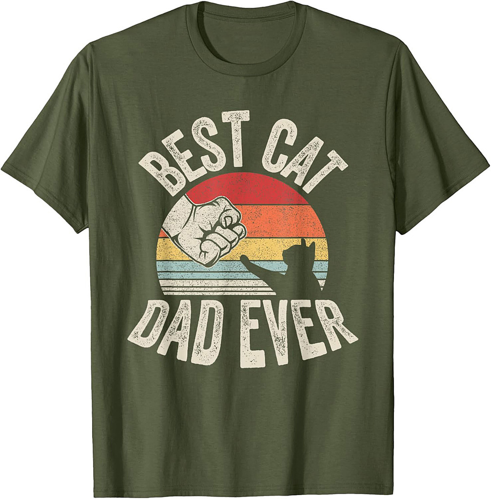 Vintage Retro Best Cat Dad Ever Cat Daddy Father's Day T-Shirt
