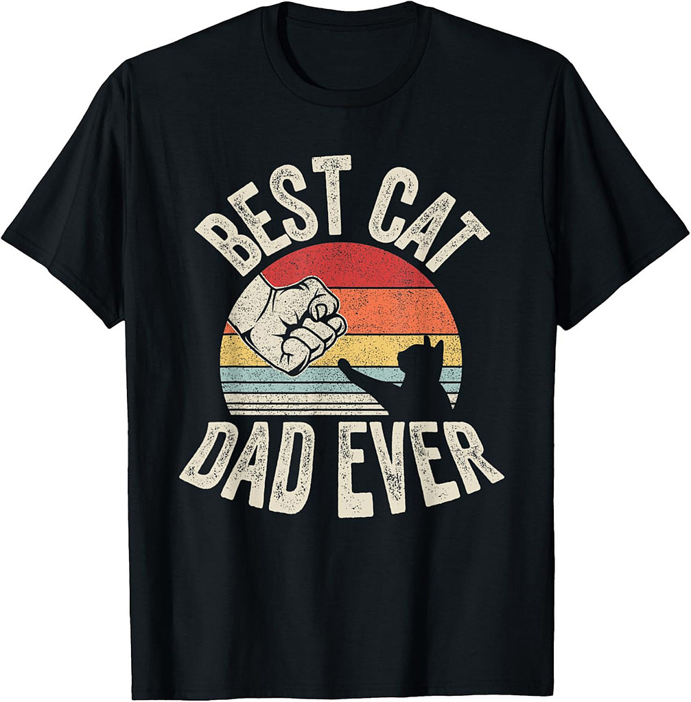 Vintage Retro Best Cat Dad Ever Cat Daddy Father's Day T-Shirt