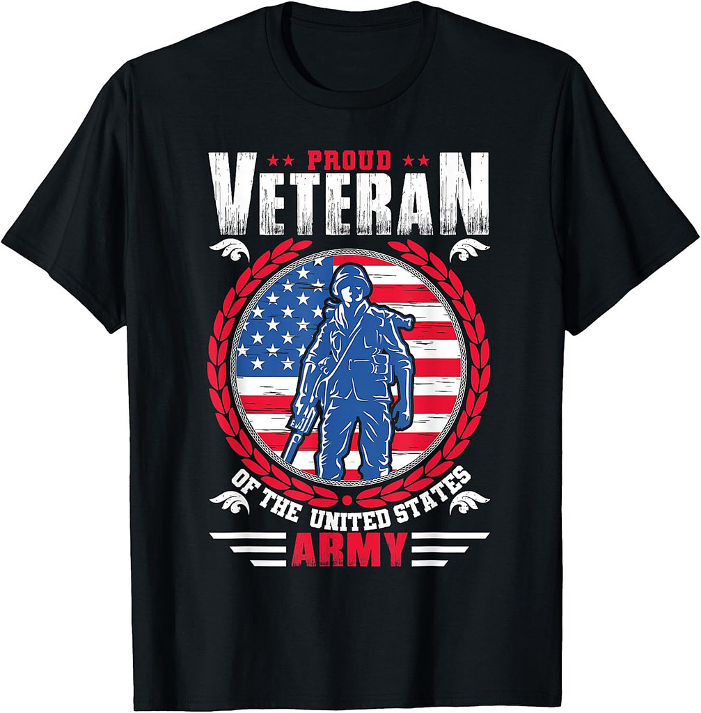 Proud Veteran of The United States US Army Military USA Flag T-Shirt