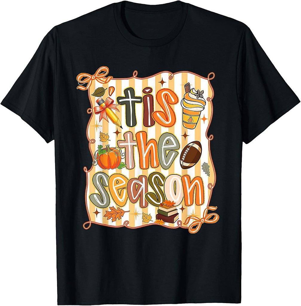 Coquette Teacher Fall Autumn Thanksgiving Bow Autumn Teacher Appreciation T-Shirt