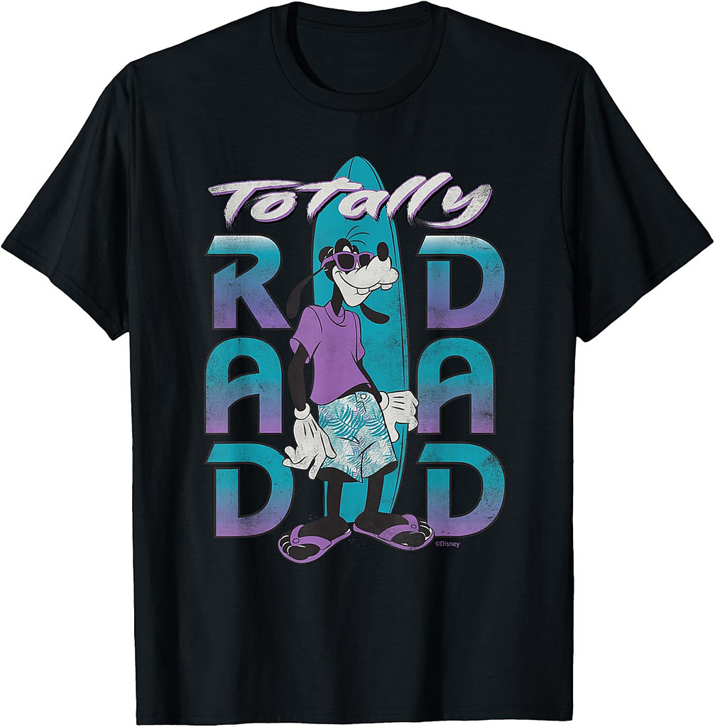 Disney Goofy Totally Rad Dad Father’s Day Surfing Distressed T-Shirt
