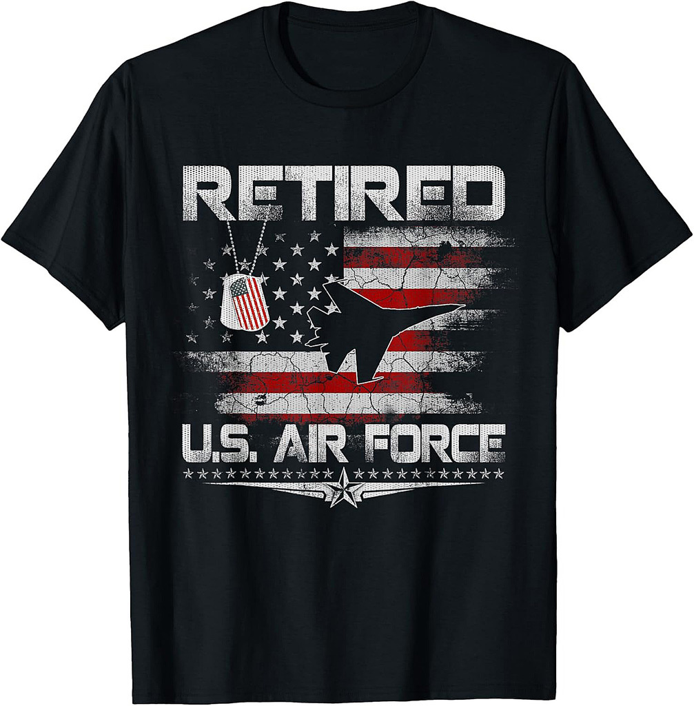 Retired Air Force Veteran USA Flag Patriotic Veterans Day T-Shirt