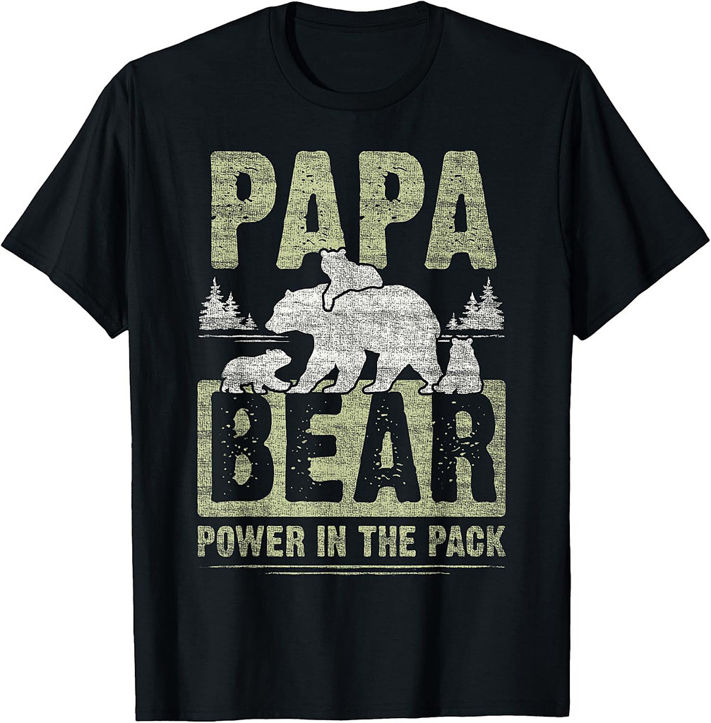Papa Bear 3 Cubs, 3 Children, Dad, Grandpa, Father's Day T-Shirt